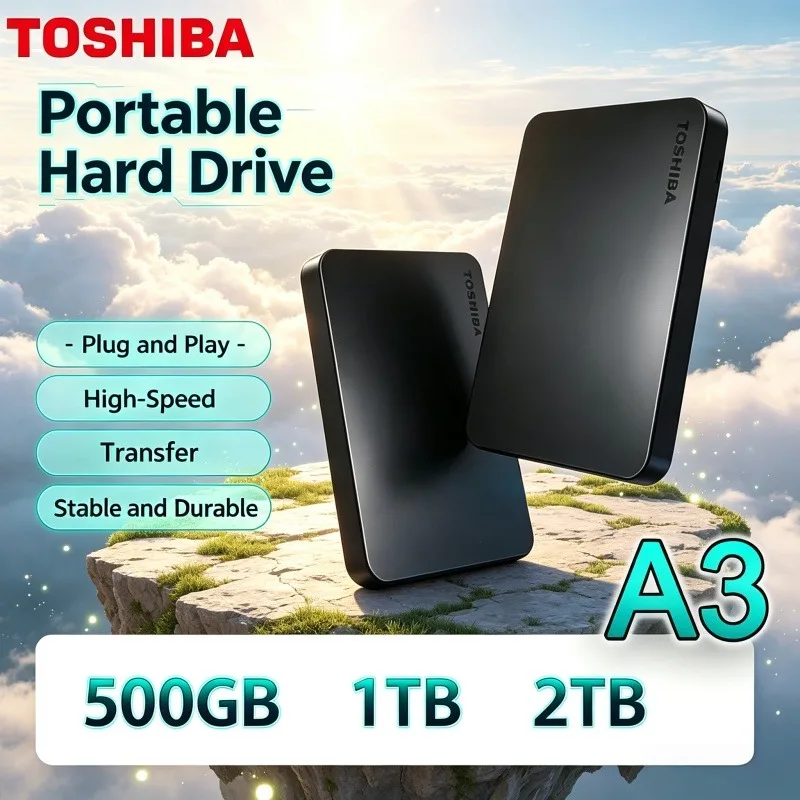 Toshiba A3 Canvio Basics 500GB 1TB 2TB 4TB SSD Black USB 3.0 for Gaming Console Office Gift Massive 8K HD Game Storage Unit
