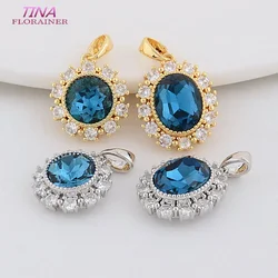 14*15.5MM 14K Gold Color Plated and Zircon Round Oval Charms Pendants Jewelry Making Supplies Diy Accessories