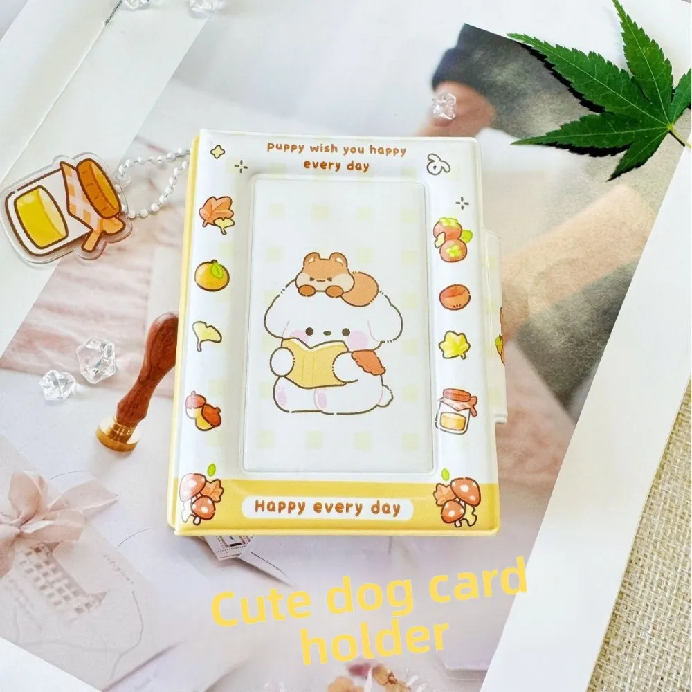 

High Quality Cartoon Puppy Card Album Rose bow PVC Idol Card Collect Book with 16 Internal Pages Mini Postcard Book Unisex