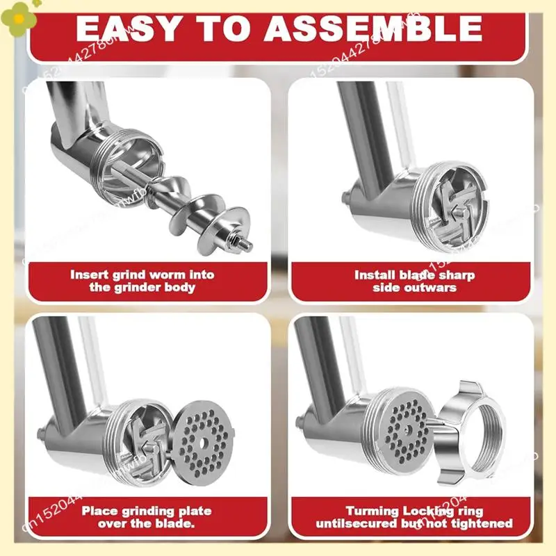 LDHL Meat Grinder Attachment For Kitchenaid Stand Mixer Stainless Steel Meat Grinder Accessory Knife Net Blade Combination