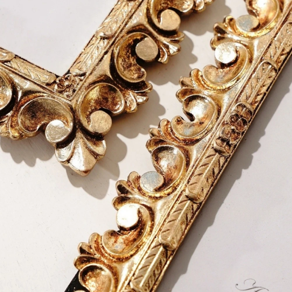 Picture Frame in Resin Material with Vintage Gold for Tabletop Placement Enhancing Decor in Homes Offices and Study Areas