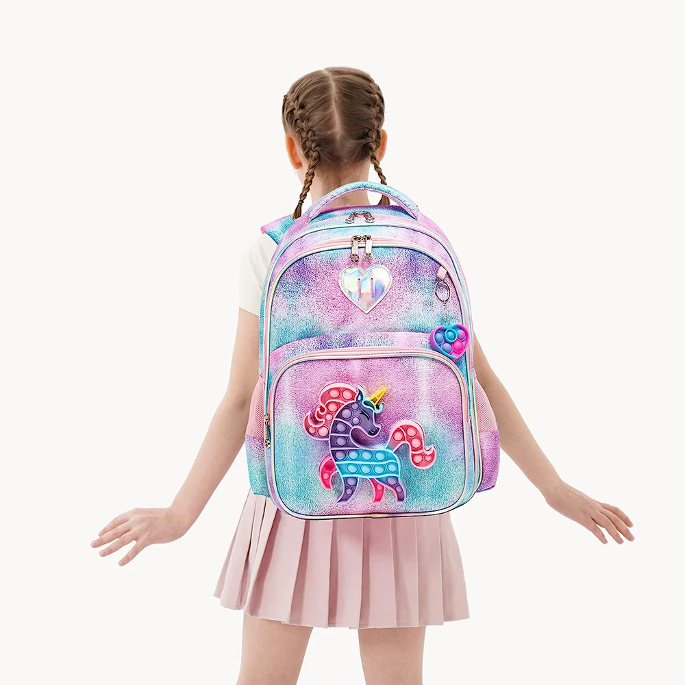 3pcs Kids Backpacks for Girls School Bag with Lunch Box Set Cute Bookbag for Primary School