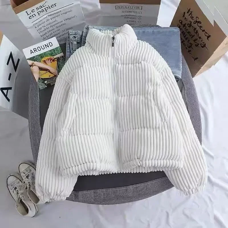 Small Fellow Corduroy Cotton Jacket Women's Short Autumn Winter Jacket Fashion Cotton Jacket Loose Fitting Y2k Tops Clothes