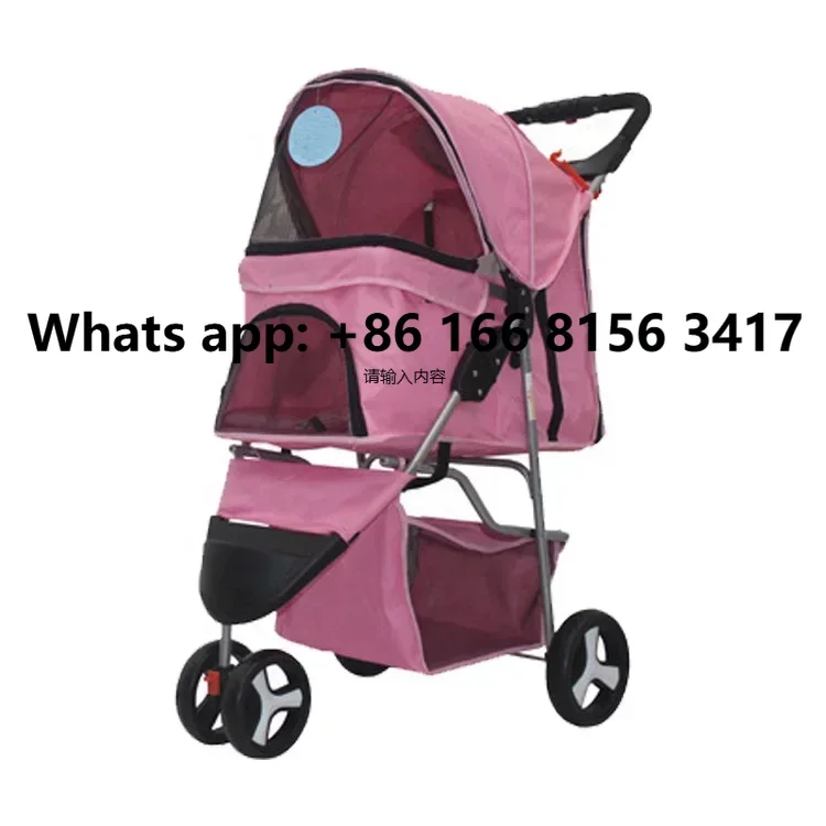 

Pet Supplies Pet Stroller 3 Wheels Cat Dog Cage Stroller Travel Folding Carrier