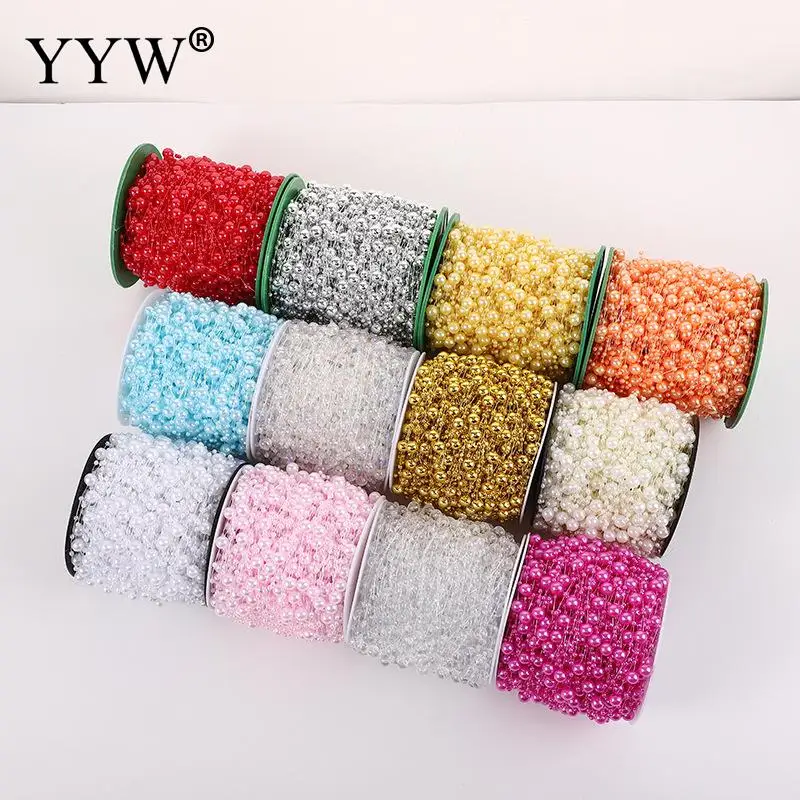 60m/Spool 12 Colors ABS Plastic Imitation Pearl Bead Chains For Women Handmade Necklace Jewelry Making Findings Accessories