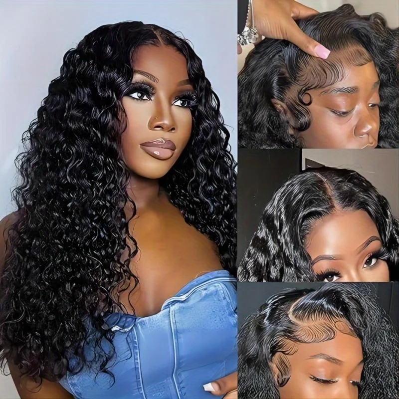 مجعد HD 13x6 فضفاض موجة عميقة 250% 42 بوصة الدانتيل الجبهة خصلات الشعر المستعار الإنسان شفافة 13x4 الدانتيل الباروكة الأمامية 5x5 البورمية شعر ريمي #1