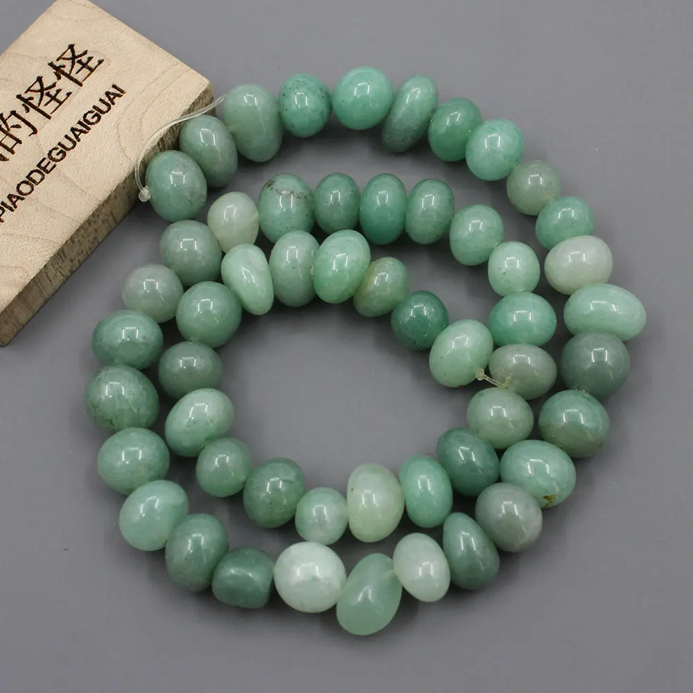 

APDGG 8x10mm Natural Green Aventurine Jade Rondelle Smooth Nugget Beads 15.5" Strand Jewelry Making DIY