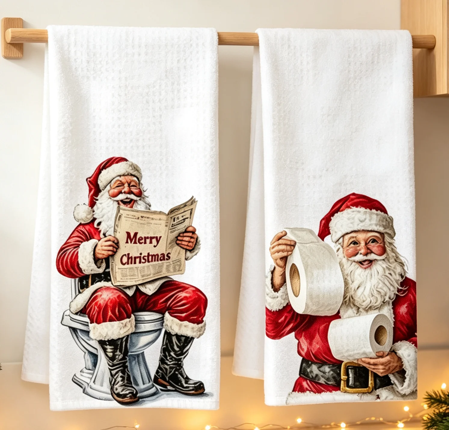 4/2 Pieces of Randomly Assorted Fun Santa Claus Kitchen Towels, 40.64 X 60.96 Cm, for Kitchen Use, Dishwashing, Etc Humorous Christmas Farm-Themed Tea Towels Are Also Included, Enhancing the Festive Atmosphere and Serving as Practical Home Decorations.