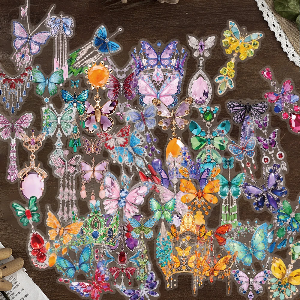 50 قطع جميلة فراشة كريستال مجوهرات الحيوانات الأليفة ملصقات الفن فراشة قلادة أقراط بروش قلادة DIY كوب ماء الغيتار الهاتف