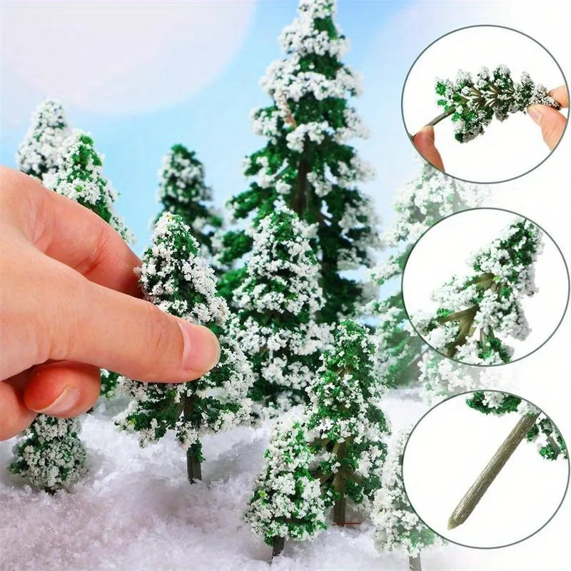 12pcs Mini Snow Pine Trees Set - Perfect for Christmas & Winter Decorations, Crafts & Party Supplies, Christmas Decor