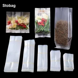 StoBag 50/100pcs Transparent Frosted Packaging Bag Long Plastic Heat Sealing for Coffee Scented Tea Powder Storage Gift Pouches