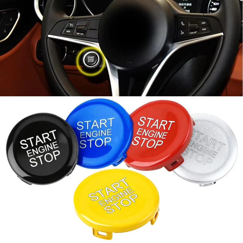 ABS Car Engine Start Stop Switch Button Cover Trim for Alfa Romeo Giulia Stelvio 2017-2020