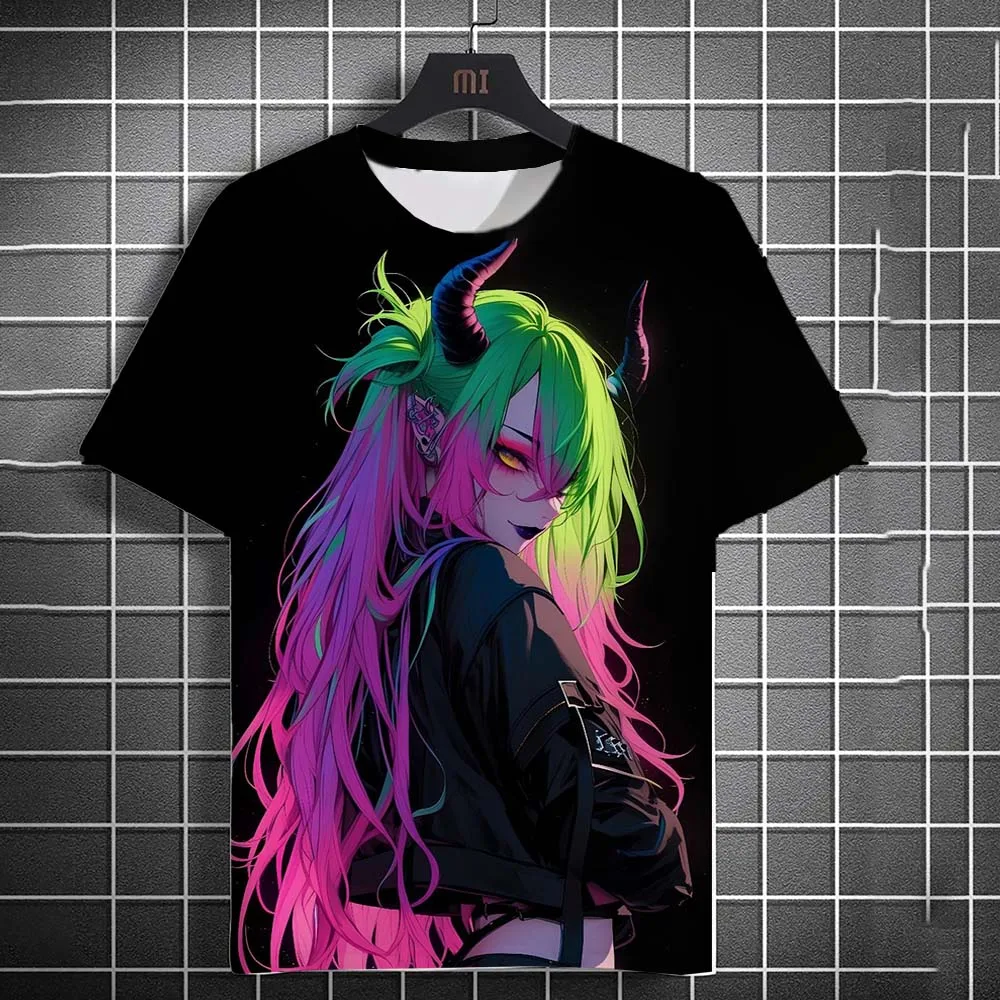 Cartoon Tattoo Girl Pattern Men\'s T-Shirt 3d Printed Oversized Sweatshirt For Men Bad Girl Harajuku Top Short Sleeve T Shirts