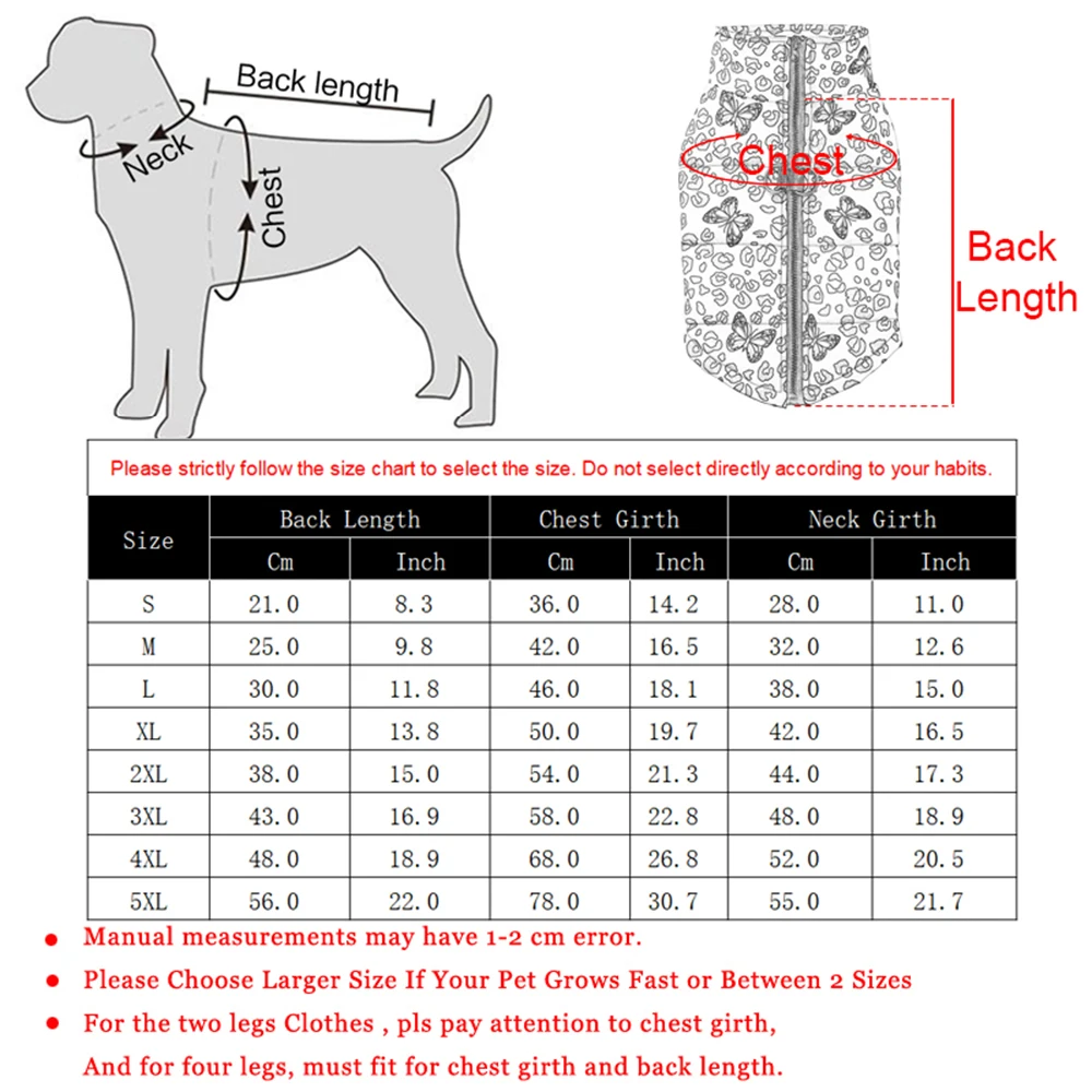 Autumn Winter Warm Dog Clothes For Small Large Dogs Waterproof Windproof Leopard Christmas Butterfly Pet Jacket Labrador Costume