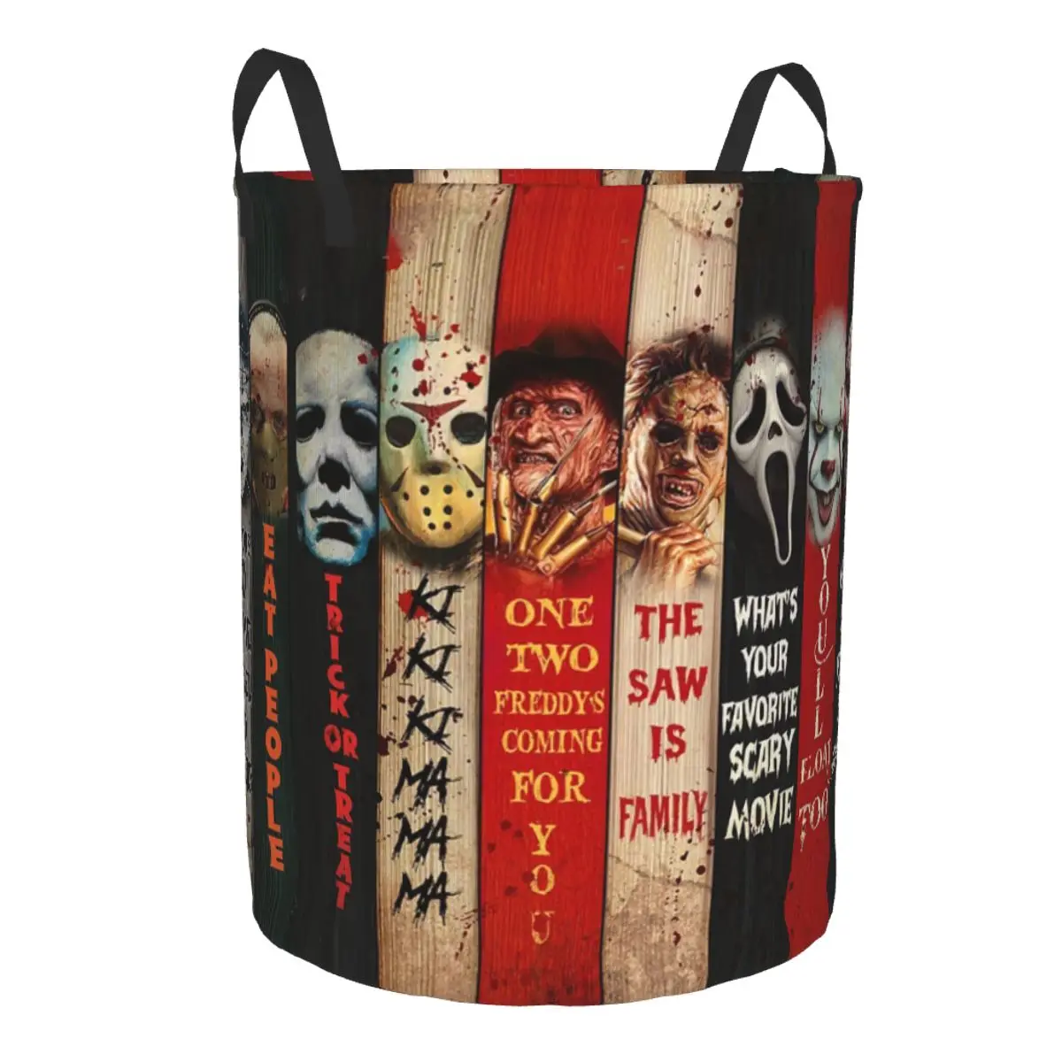 Custom Halloween Horror Movie Character Laundry Basket Collapsible Baby Hamper for Nursery Toys Organizer Storage Bins