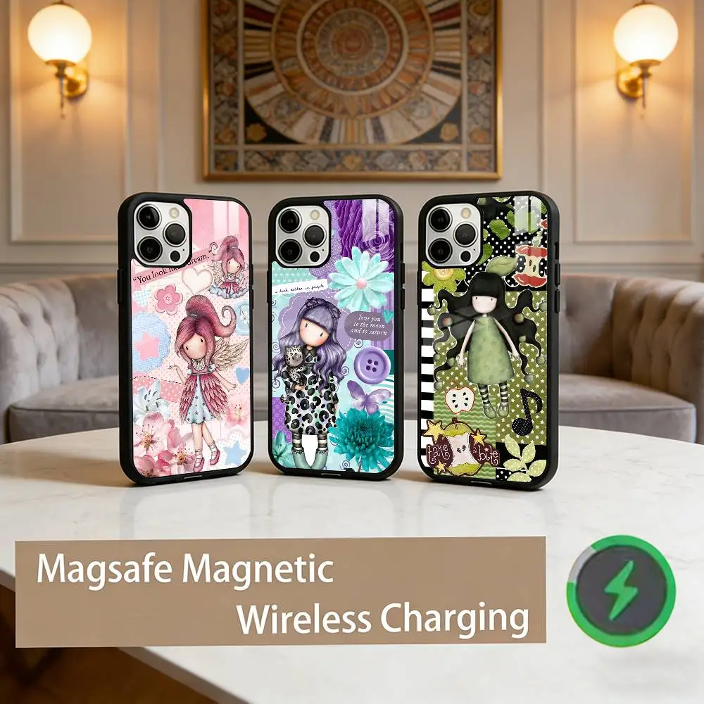 

Lovely S-Santoro G-Gorjuss Series Phone Case For iPhone17,16,15,14,13,12,11 Plus,Pro Max Magnetic For Magsafe Wireless Charging