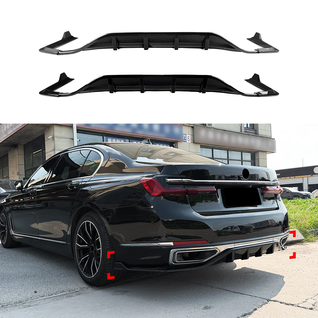 Gloss Black For BMW 7 Series G11 G12 Standard Facelift 2019-2022 Rear Bumper Splitter Diffuser Lip Spoiler Car Styling Bodykit