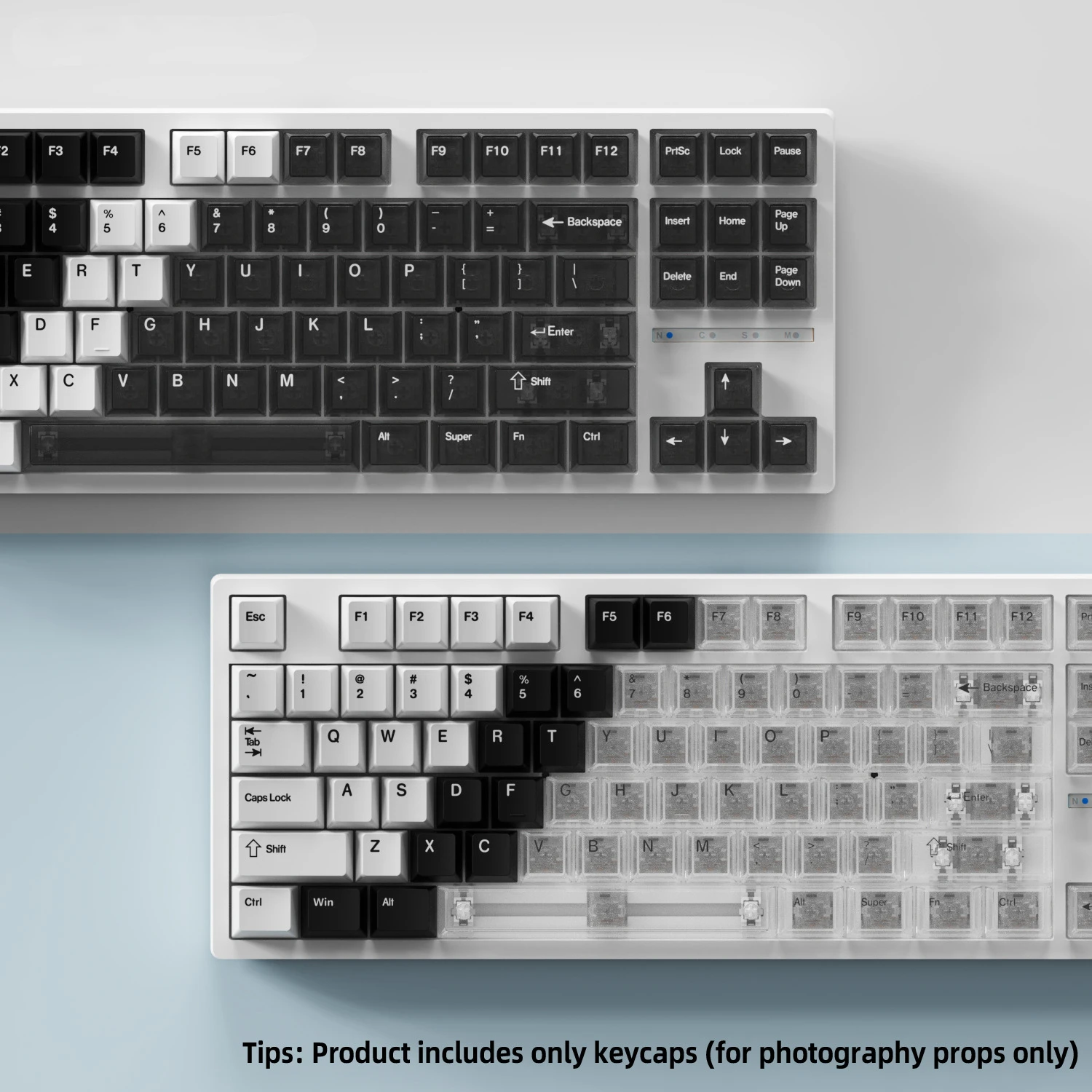 

Black White Transparent Keycaps 164 Keys PBT+PC Material Cherry Profile DYE-SUB Personalized For MX Switch Mechanical Keyboard