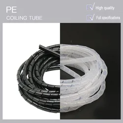10M 3mm/6mm/8mm black white New Spiral Wrap Sleeving Tube Cable Protective Sleeve Band Winding Pipe cable protector organiser