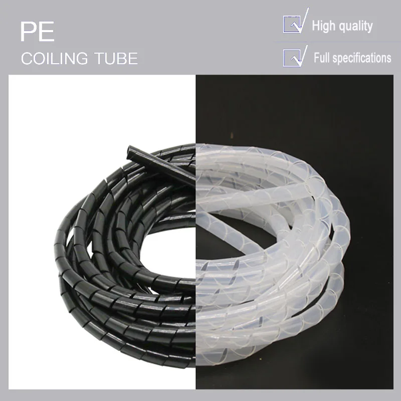 10M 3mm/6mm/8mm black white New Spiral Wrap Sleeving Tube Cable Protective Sleeve Band Winding Pipe cable protector organiser