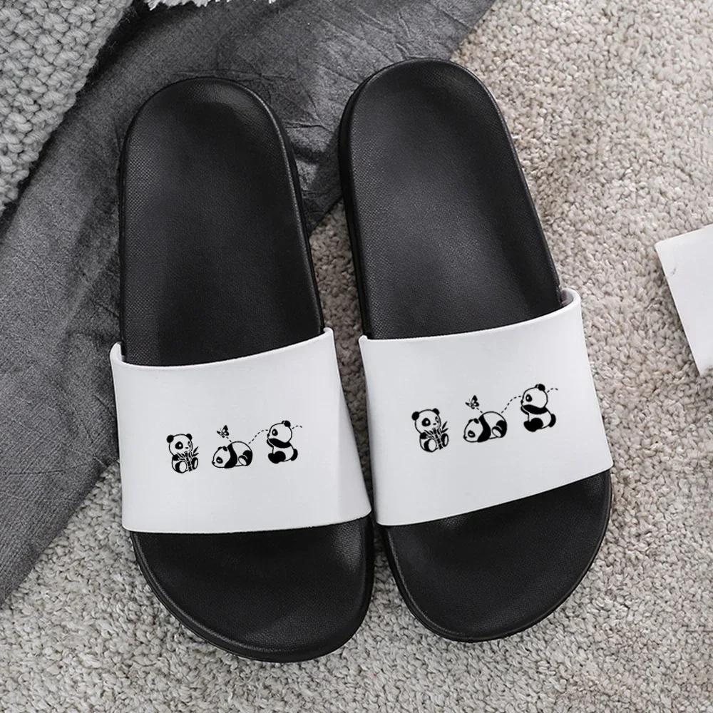 Summer Women Men Slippers Women Slipper Korean Versio Love Panda Print Harajuku Female Beach Shoes Slippers for Woman 2022