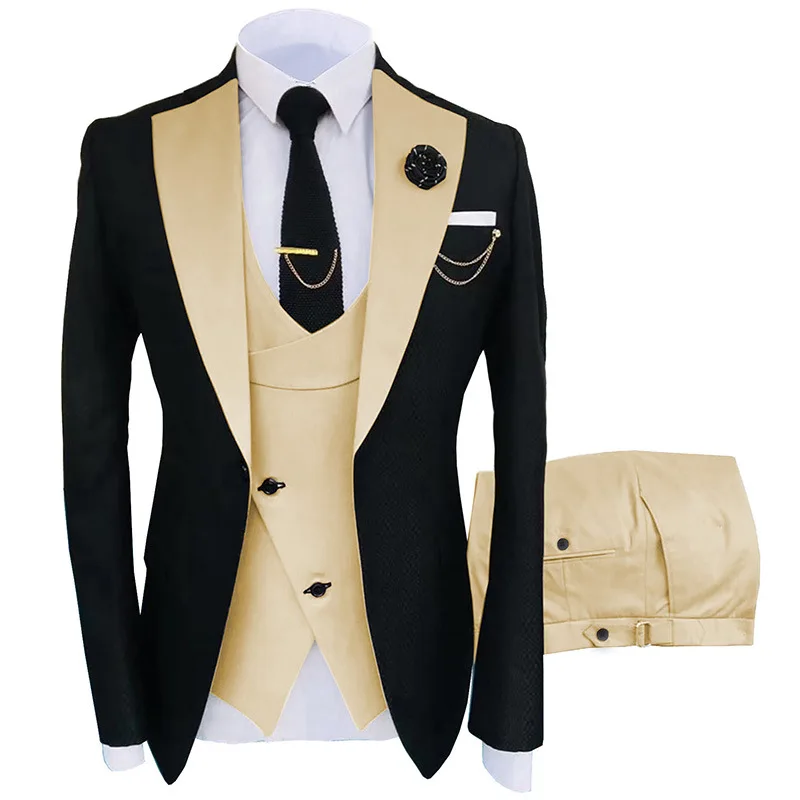 (Jacke + Weste + Hose) Herrenanzug, klassisch, schmale Passform, 2-teilig, für Hochzeit, Bräutigam, lässige Business-Blazer, formelle High-End-Smokings