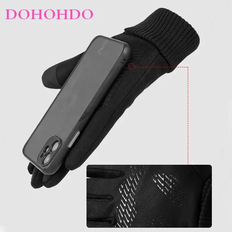 Winter Touch Screen Velvet Gloves Man Self-heating Thick Warm Cycling Driving Cotton Gloves Woman Black Gloves Перчатки Женские