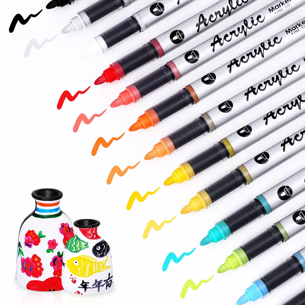 

Direct Liquid Type Acrylic Paint Marker Set for Canvas Glass Ceramic Fabric DIY Card Painting - Acrylic Paint Pens Kit