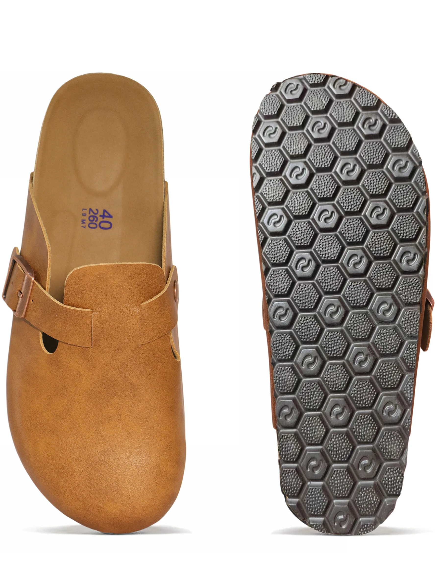 Women's Genuine Leather Waterproof Mule Sandals With Adjustable Strap_voghion.com