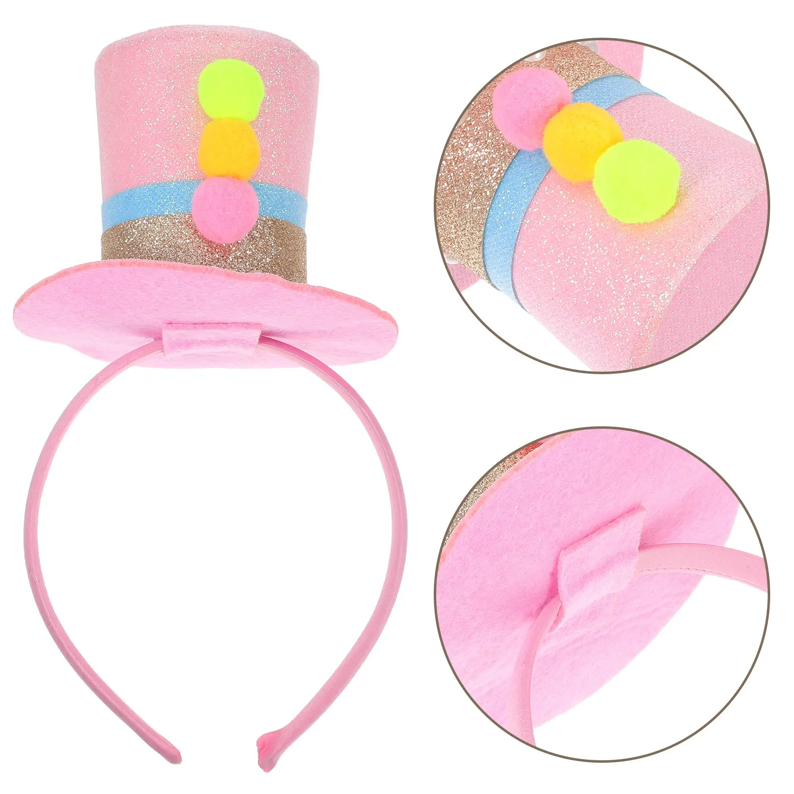 

Mini Top Hat Headband Pink Sequin Birthday Party Halloween Costume Headpiece Tea Party Carnival Accessory Top Hat Headband