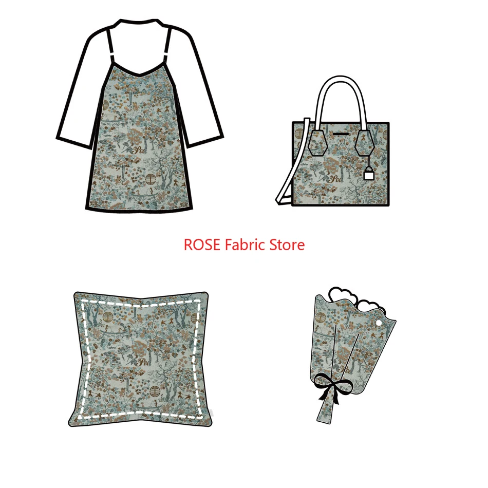 1 metro retrò stile palazzo tessuto jacquard di seta oro tende moda cuscini borsa per bagagli tessuto da cucito fai da te