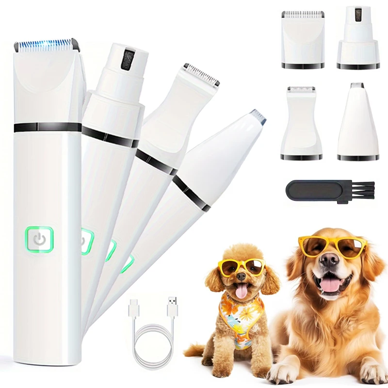 

2025 Newest Electric Pet Manicure Machine 4 in 1 Nail Grinder Pet Ceramic Blade Shaver Set Clippers Trimmer for Dogs Cats