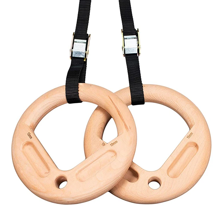 Wood 32mm Gymnastic Rings with Finger Training Hangboard Portable Finger Training Board