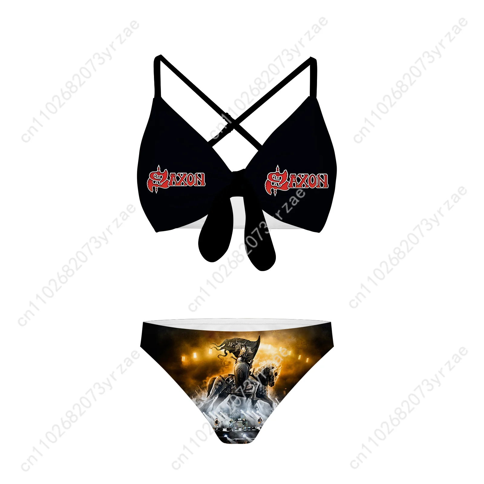 Saxon Band Bathing Suits Cross Strap Suspenders Swimsuits Womens Personalized Bikini Pool Party Swimwear Custom Made Beachwear