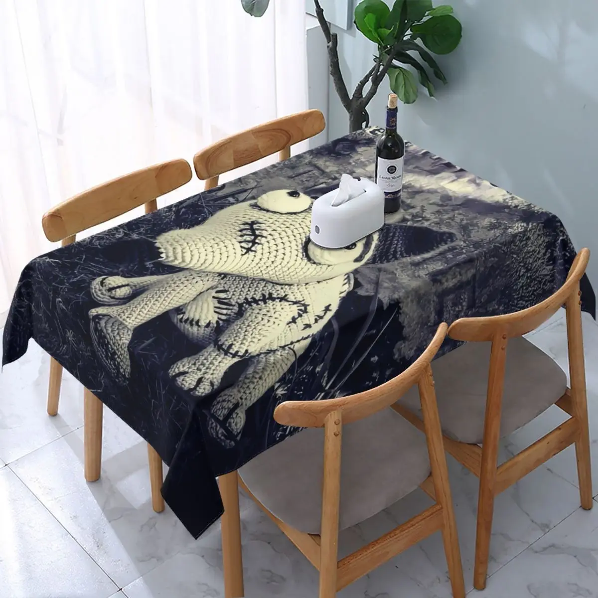 Custom Disney Frankenweenie Sparky Tablecloth Rectangular Elastic Oilproof Table Cloth Cover for Party