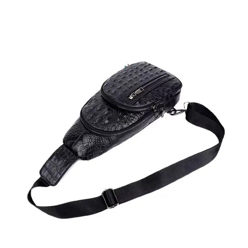 2026 New Fashion Alligator Pattern Genuine Leather Men Waist Packs Male Casual Chest Pack Boy Brand Design Chest Shoulder Bag