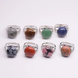 Hollow Full Ring Natural Stone Finger Rings Amethysts Lapis Lazuli Opal Pink Quartzs Party Mid Wedding Rings Women Jewelry