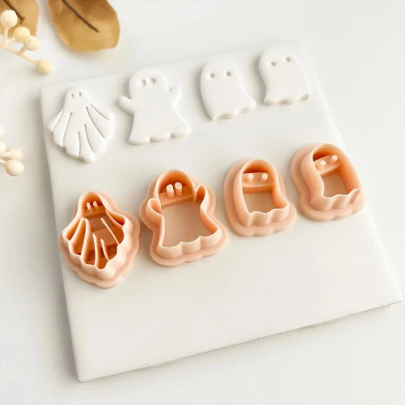 Cartoon Ghost Halloween Cookie Mold Cute Expression Cookie Cutter Fondant Frosting Biscuit Cake Decoration Kitchen Tool Party