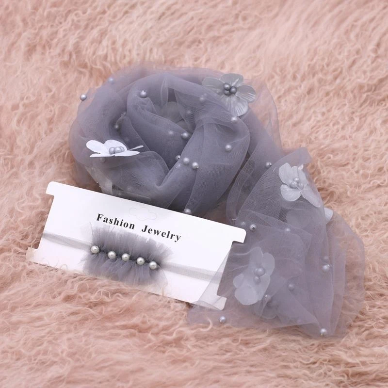 J15U 2 قطعة الوليد الطفل التصوير الدعائم طويلة التفاف الشيفون الخرز ورود للزينة لتقوم بها بنفسك فتاة بوي صور الدعائم بطانية مع