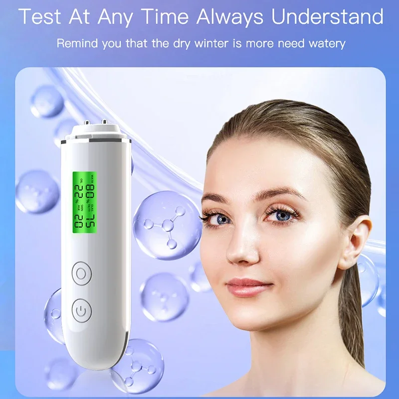 Emeka LCD Digital Skin Detector Pen Face Skin Tester Smart Water Oil Fluorescent Content Facial Moisture Analyzer Skin Care Tool