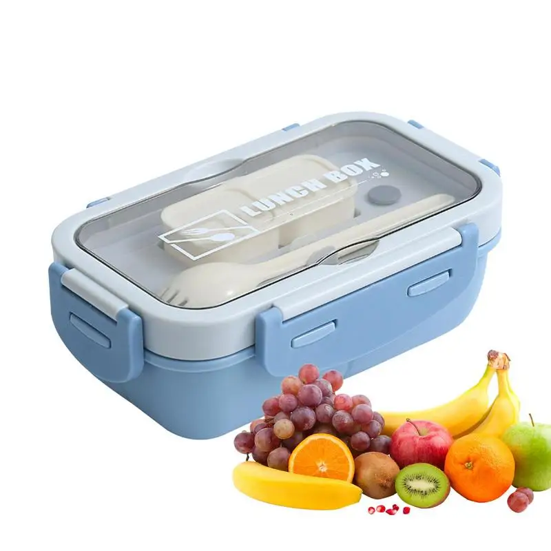 Boîte à lunch portable avec couvercle et cuillère, boîte de rangement de repas, adaptée au bureau et à l'école, sans danger pour les aliments, légère, synchronisation, beaucoup