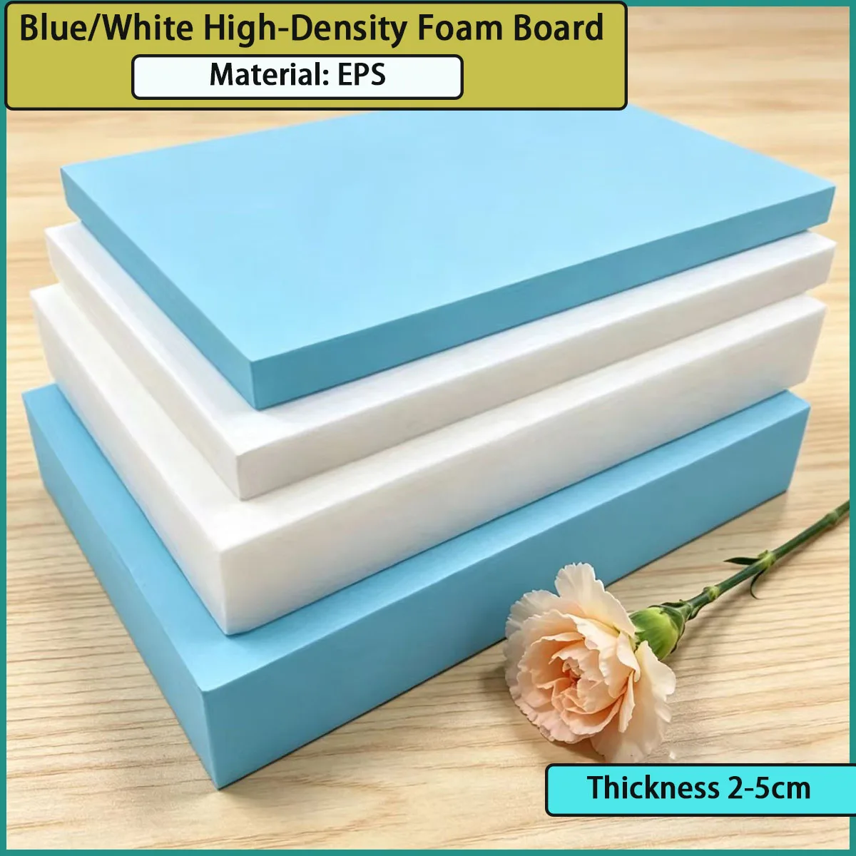 2-5cm thick blue/white high-density foam board is used for packaging protection, building insulation, model making, etc