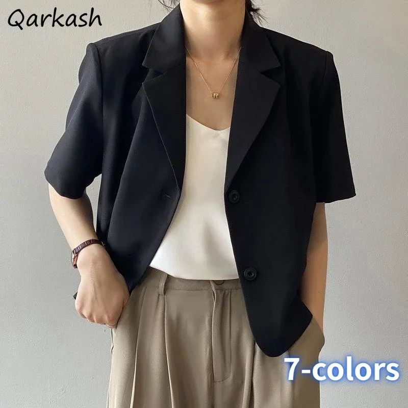 

Blazers Women Minimalist Casual Summer Harajuku Korean Style Office Lady Loose Prevalent Temper New Mature 7-colors All-match