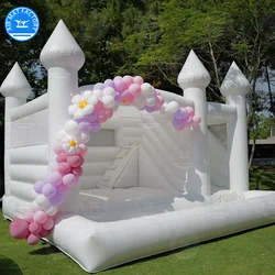 Clearance Now! New White Bounce House for Kids and Adults, Slide and Ball Pit, Outdoor PVC Jumping Bed, Inflatable Castle, 15x15