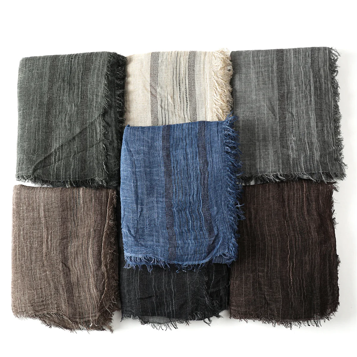 Fashion Striped Men Scarves Cotton Linen Autumn Winter Warm Neckerchief Men's Scarf Male Accessories Short Tassel Bufanda Shawl