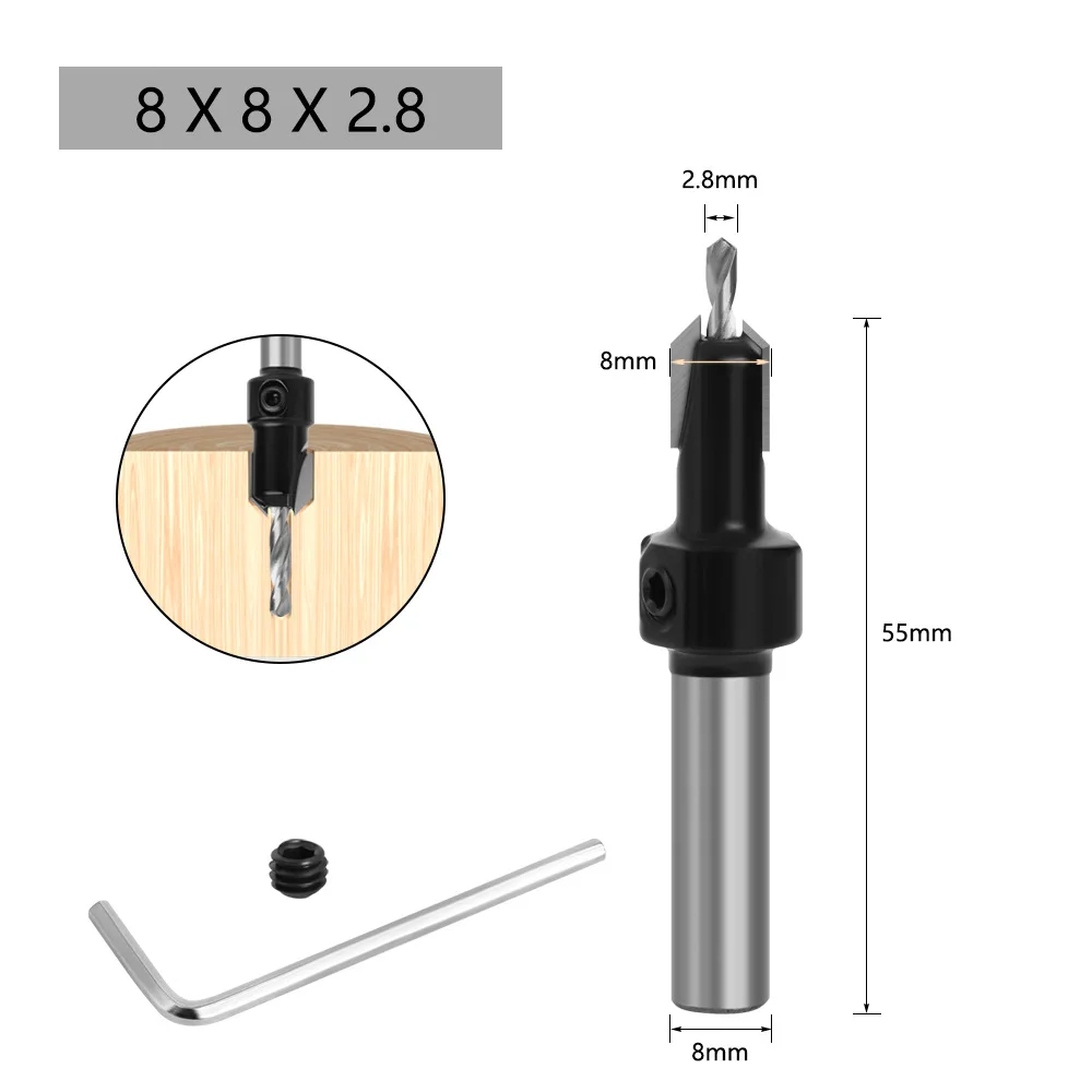 8/10mm Round Shank HSS Core Drill Bit Woodworking Countersink Drill Bit Screw Extractor Remon Demolition for Wood Milling Cutter