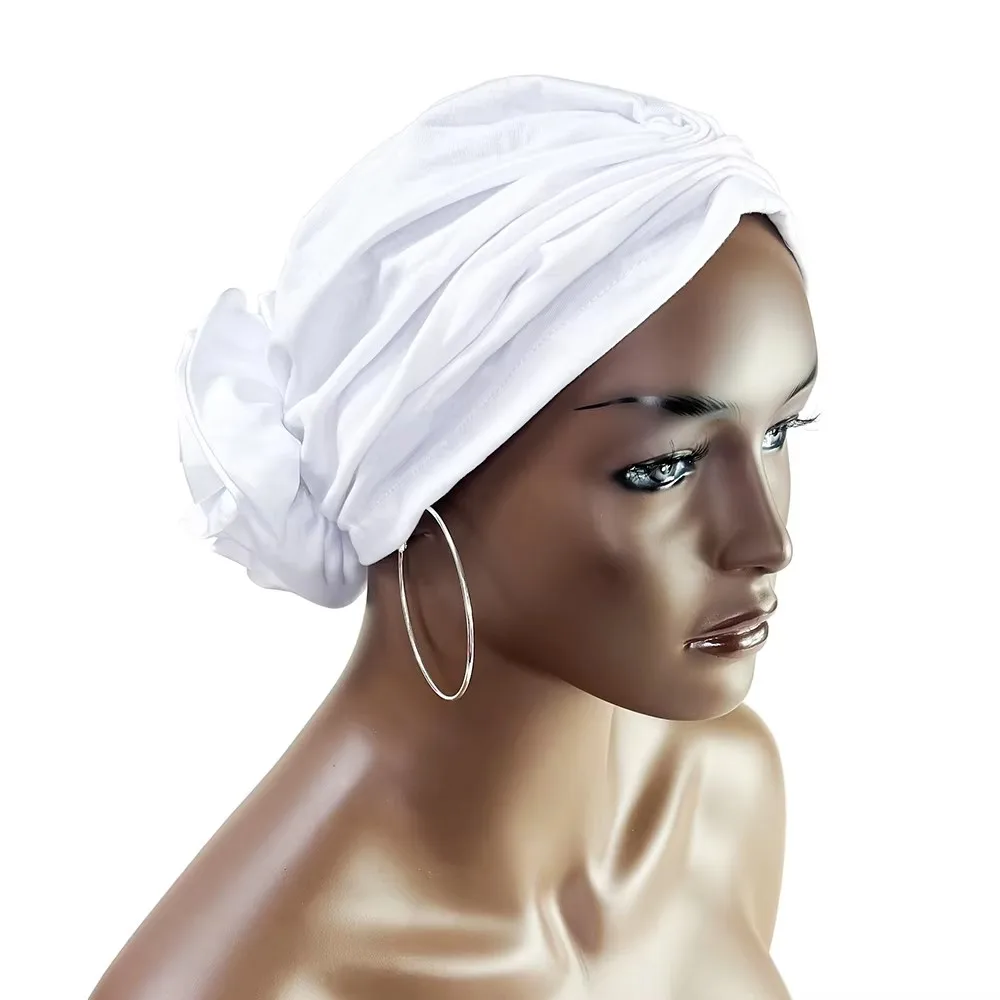 Neue Mode Satin Blumen Turban Hijab Hüte Afrikanische Kopf Wraps Elastische Muslimischen Hüte Atmungsaktive Chemo Kappe Für Frauen Mädchen – Detail 12