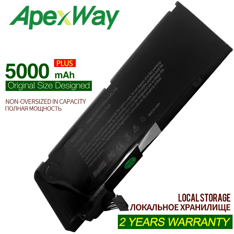 

ApexWay 10.95V A1322 A1278 New battery for Apple macbook pro 13 inch A1278 2009 2010 2011 5000mAh