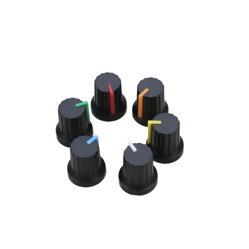 30 шт./лот WH148 ручка потенциометра 15X17 мм 6 мм пластиковая крышка 6 цветов аудио ручка потенциометр ручка регулировки громкости