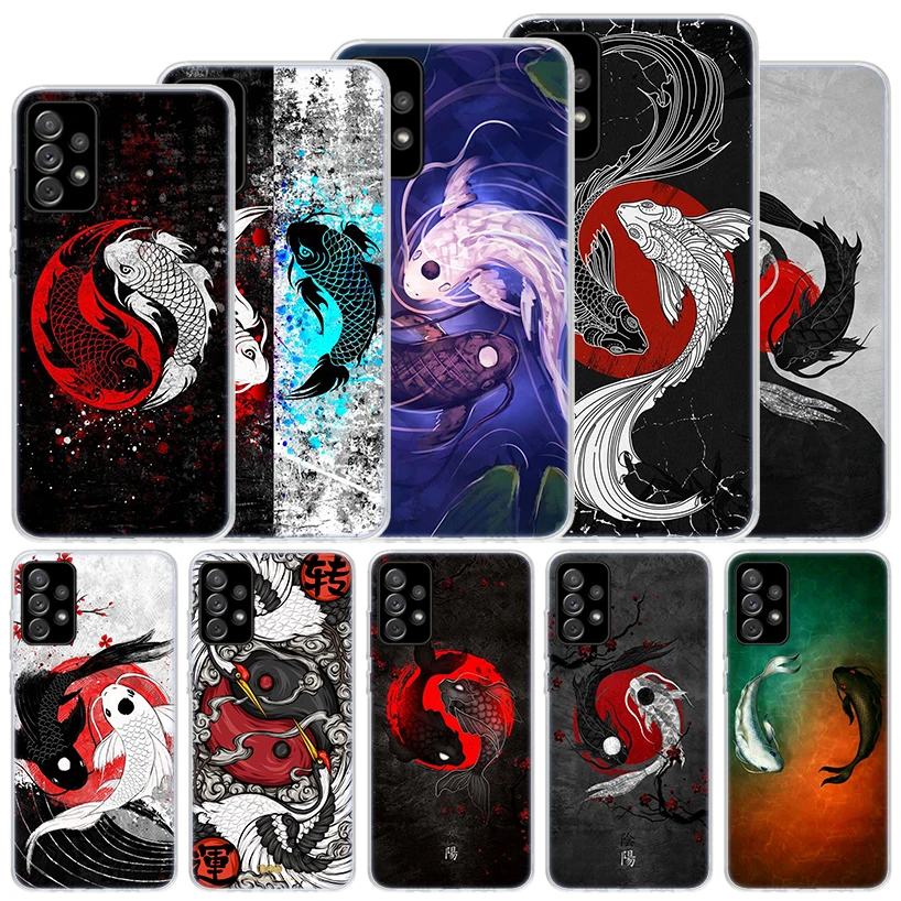 Japan Koi Fish Yin Yang Art Soft Case For Samsung Galaxy A51 A71 A50 A70 A21S Phone Cover A30 A20E A10 A31 A41 A6 A7 A8 A9 Shell